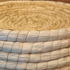 Close-up of a woven straw mat 